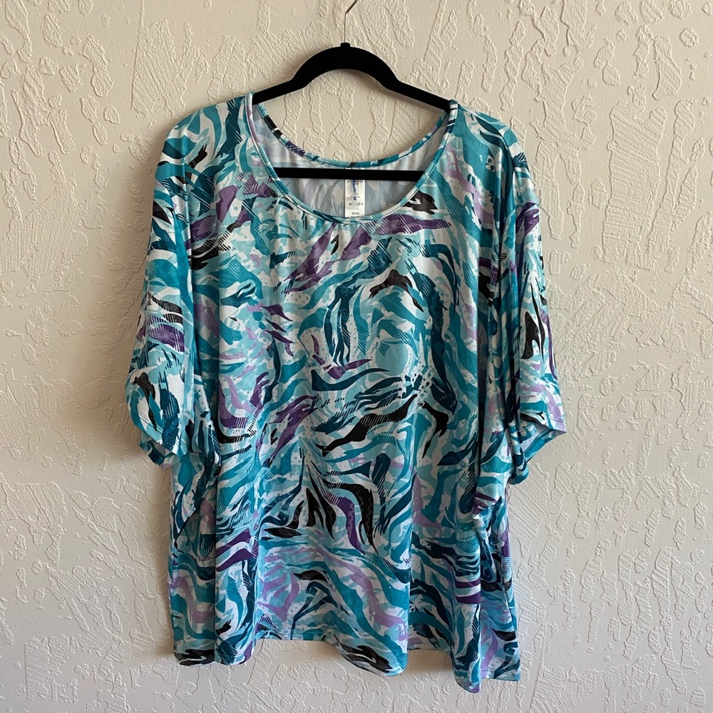 Women’s Swim Cover-Up Tunic in Aqua Pattern